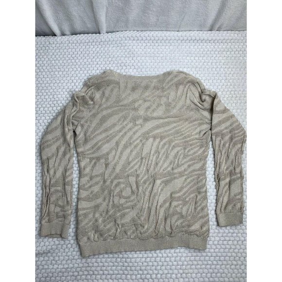 DANA BUCHMAN Textured Zebra Sparkle Print Crew MED - Picture 5 of 5